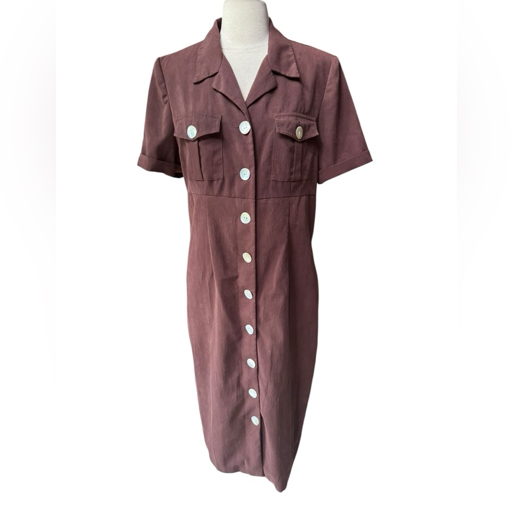 1980s/90s does 40s/50s Halmode Petites Agoya Shell Button Closure Poly Shirt Dre